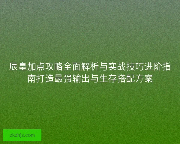 辰皇加点攻略全面解析与实战技巧进阶指南打造最强输出与生存搭配方案